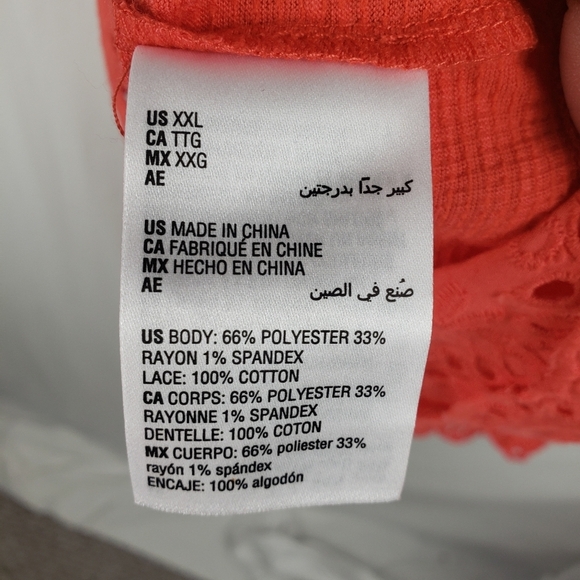 NWT Style & Co Women's Orange Vneck Shirt W/ Eyelit Bottom Sz XXL - Picture 7 of 7